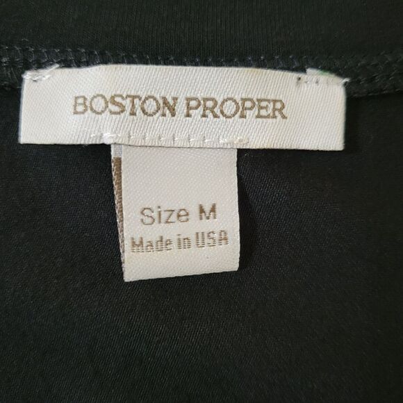 Boston Proper Black Scoop-Neck Long Sleeve Midi Dress - Picture 2 of 11
